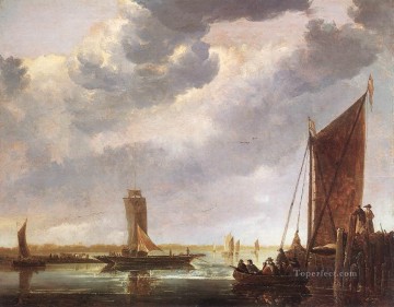 アエルベルト・カイプ Painting - フェリーボートの海景風景画家アルバート・カイプ
